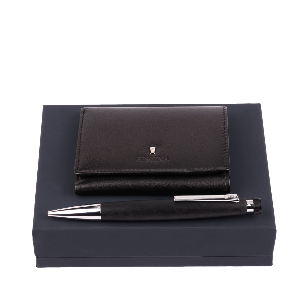  Business gift sets 2pc FESTINA Black Card holder & Ballpoint pen