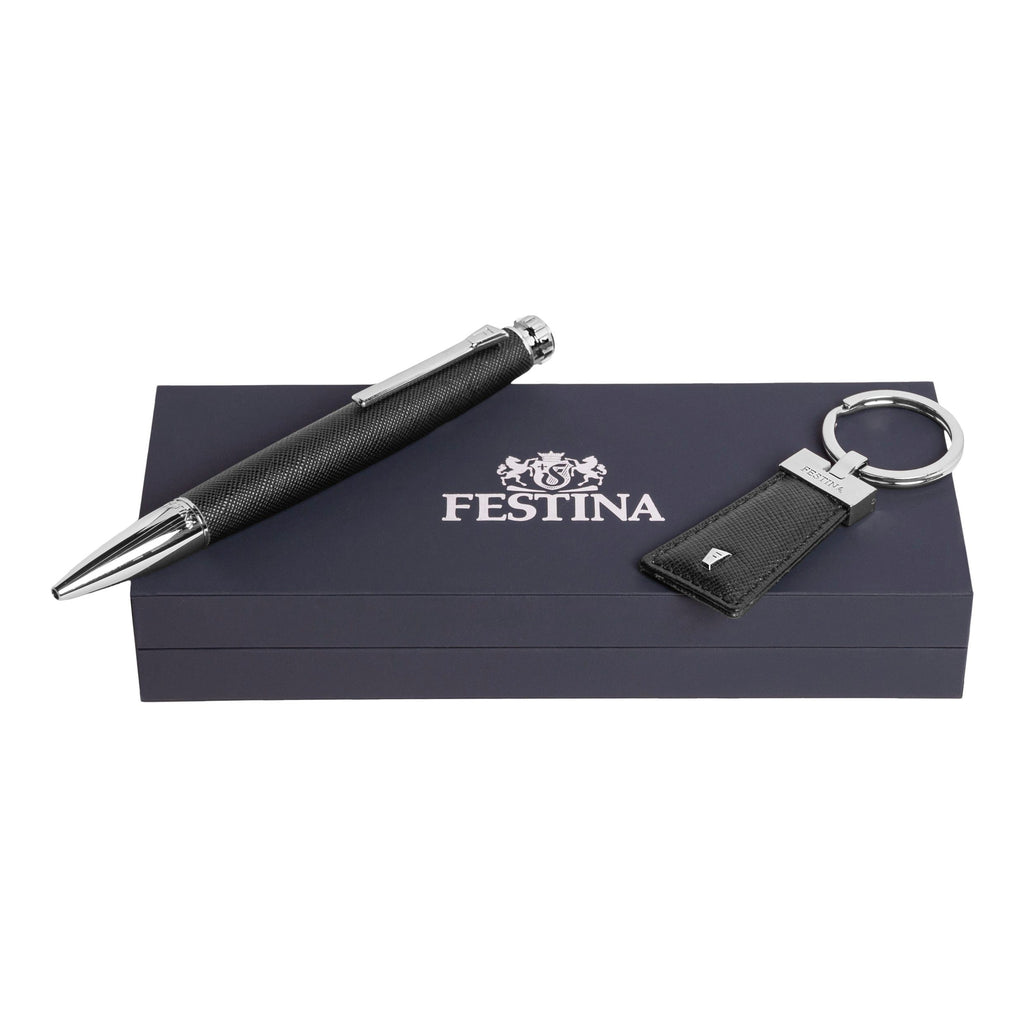 Festina Gift Set Chronobike Black | Ballpoint pen & Key ring for him