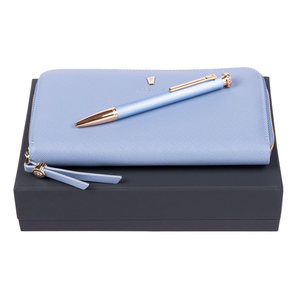   Gift set Mademoiselle Festina light blue Ballpoint pen & Travel purse 