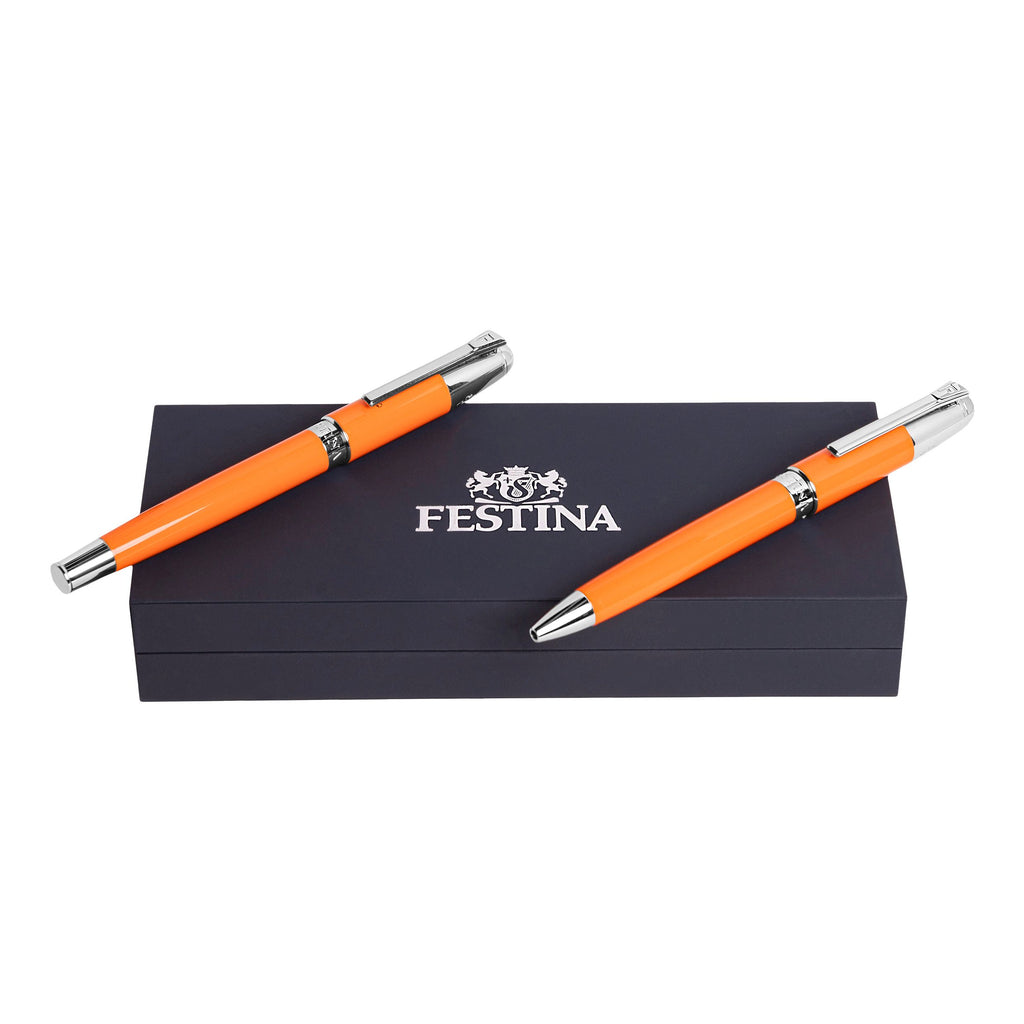  Mens pen set Festina chrome orange Ballpoint & Fountain pen Classicals