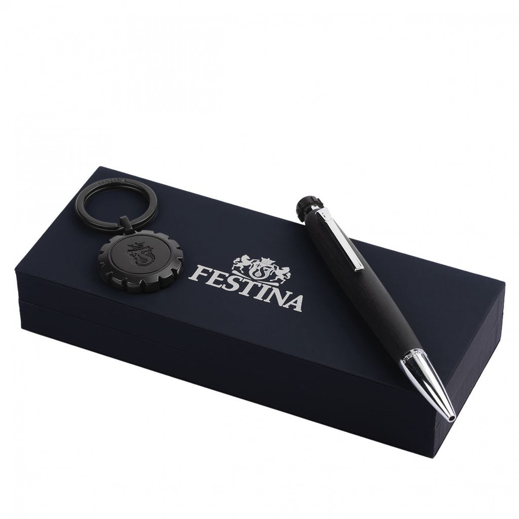  Accessories from FESTINA Black Gift Set | Key ring & Ballpoint pen