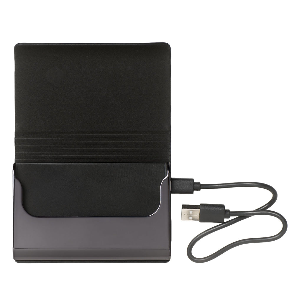  HUGO BOSS | Leather Card holder and Power bank | Black | Gift for HIM