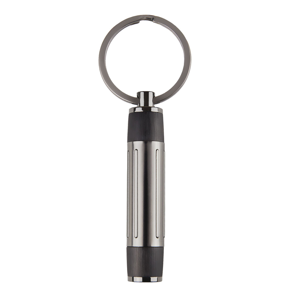 Men's designer key holder HUGO BOSS Black Brushed Key Ring Gear Ribs 
