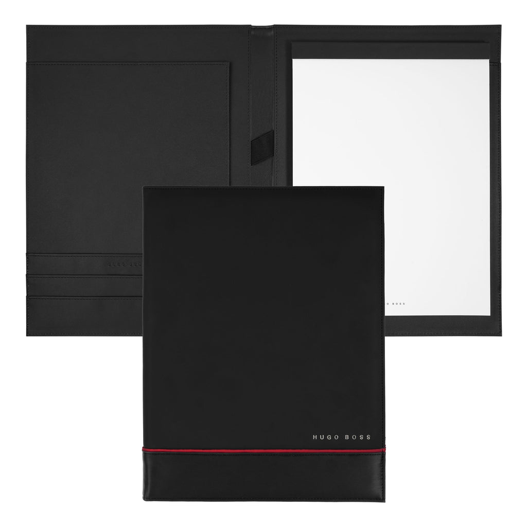  Shop Hugo Boss A4 folder in black brushed in HK, Macau and China