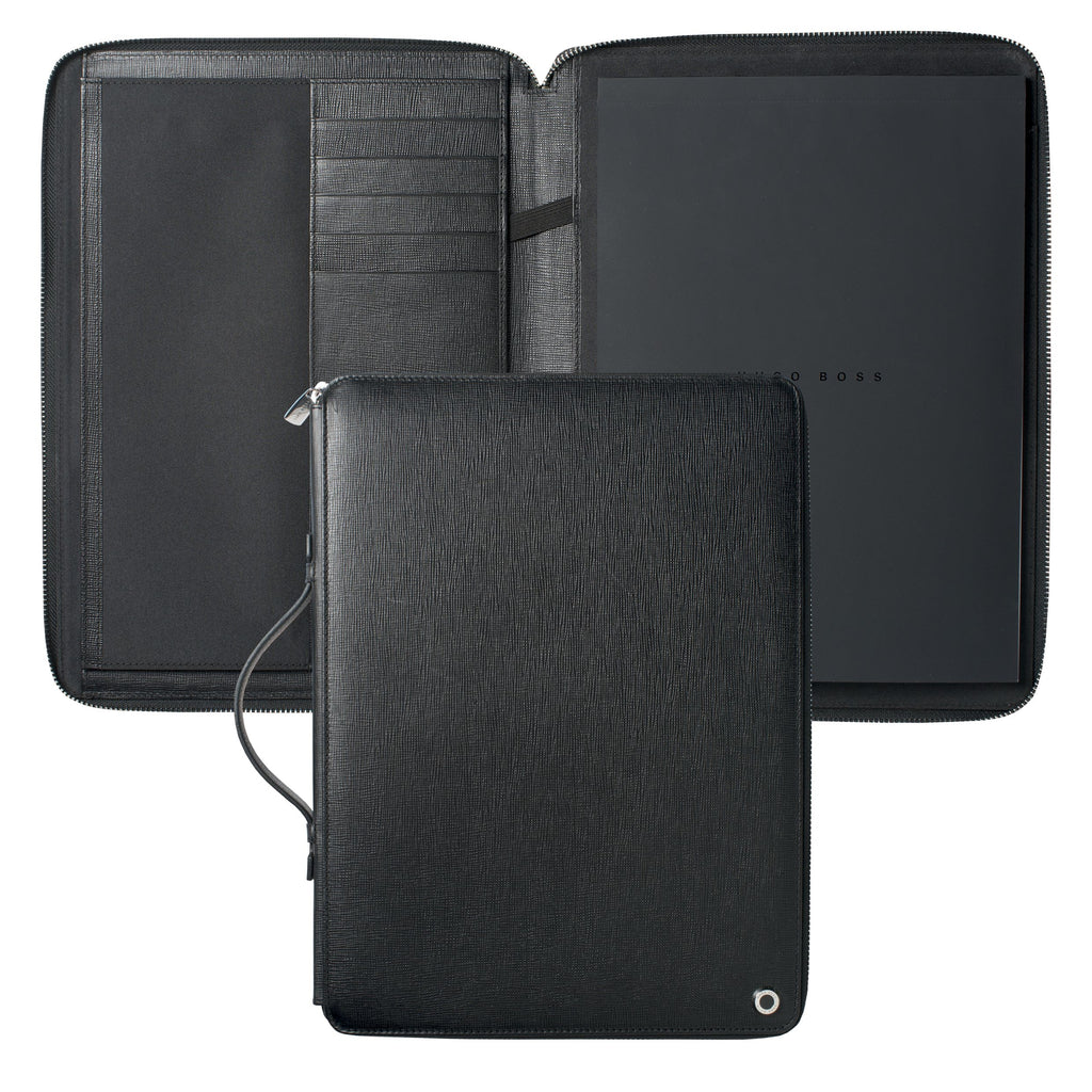 Gift for him HUGO BOSS Black Leather A4 Conference folder Tradition 