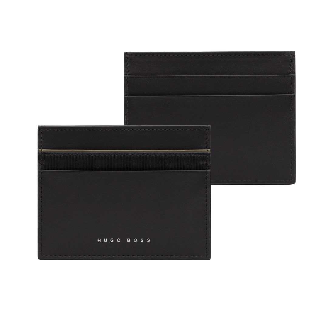  Gift for him HUGO BOSS Leather Card holder Gear with Khaki line 