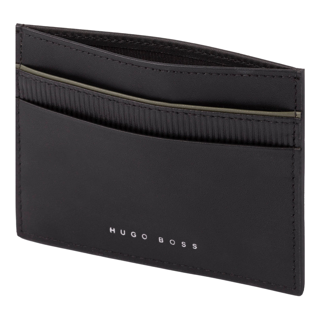  Gift for him HUGO BOSS Leather Card holder Gear with Khaki line 