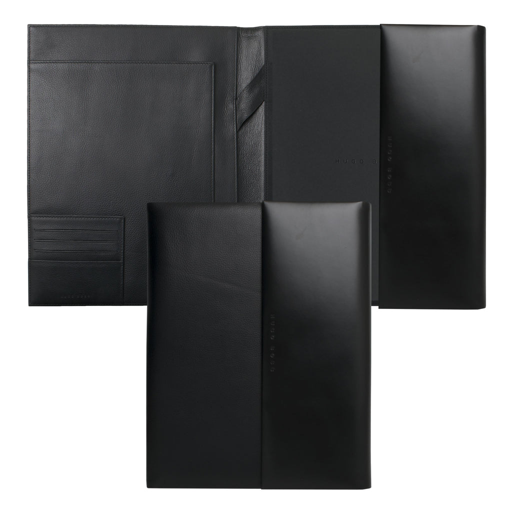  HUGO BOSS Contrast Black A4 Leaher Conference folder Caption