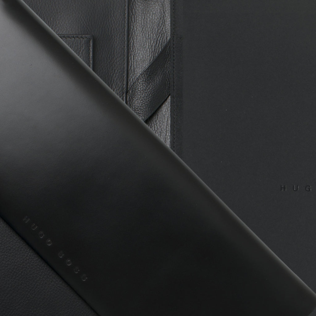 Hugo Boss Contrast Black Leaher A5 Conference folder Caption