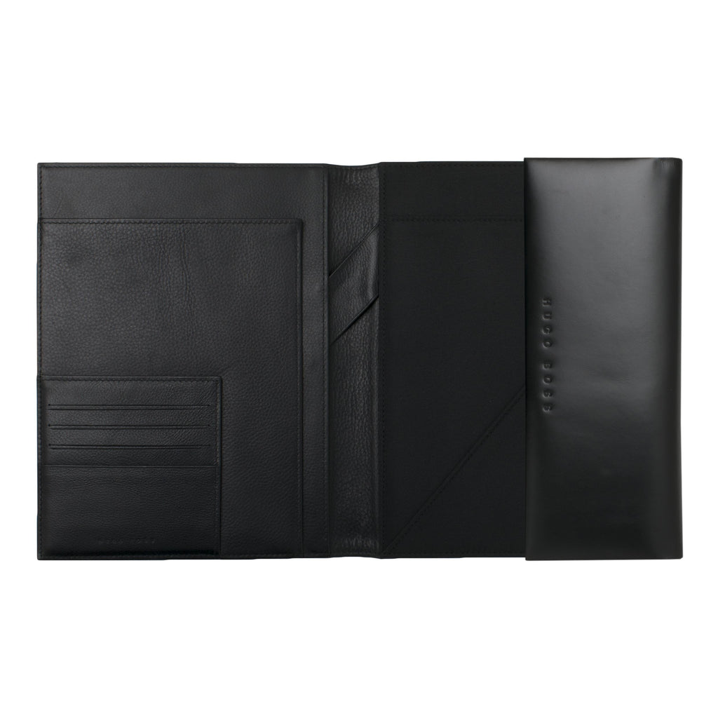 Hugo Boss Contrast Black Leaher A5 Conference folder Caption