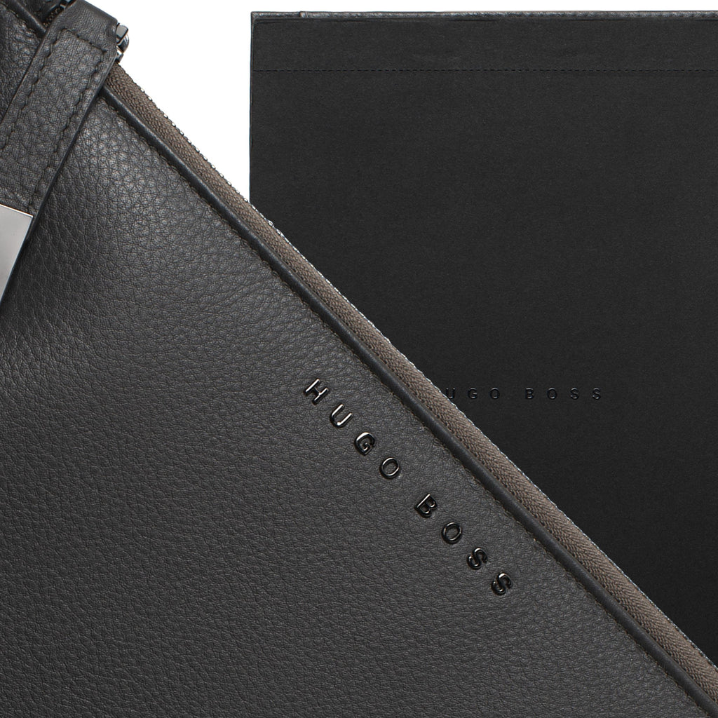  Grey A5 Conference folder Storyline zipped from Hugo Boss accessories