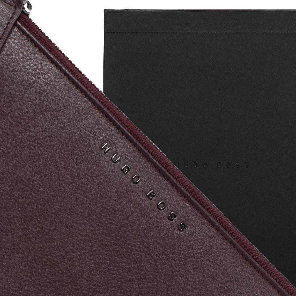  Gift for men HUGO BOSS burgundy A5 zipped conference folder Storyline 