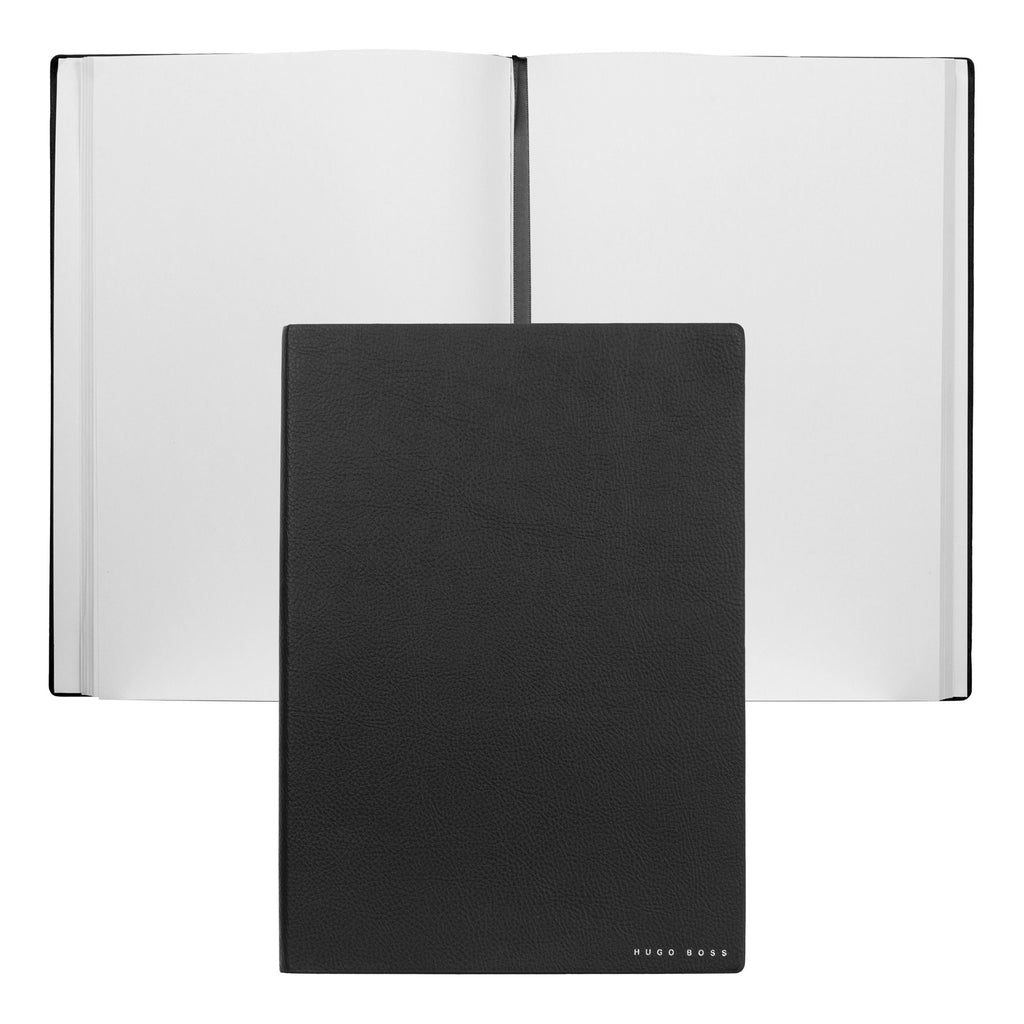 HUGO BOSS Faux Leather Black Plain B5 Notebook Storyline 