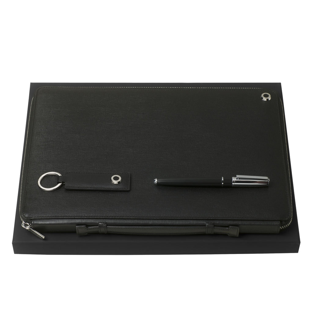 Gift set Hugo Boss Rollerball pen, A4 conference folder A4 & key ring
