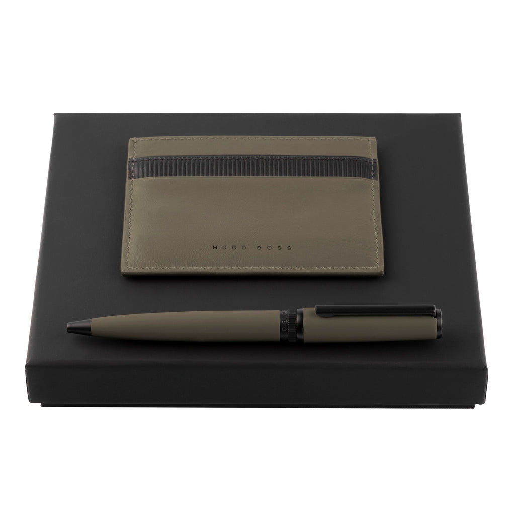   Men's Elegant gift sets HUGO BOSS Khaki Ballpoint pen & Card holder 