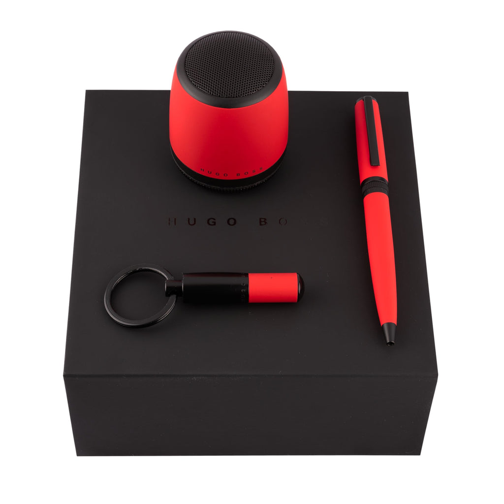  Gift Sets Hugo Boss Red Ballpoint pen, Key ring & Speaker Gear Matrix 