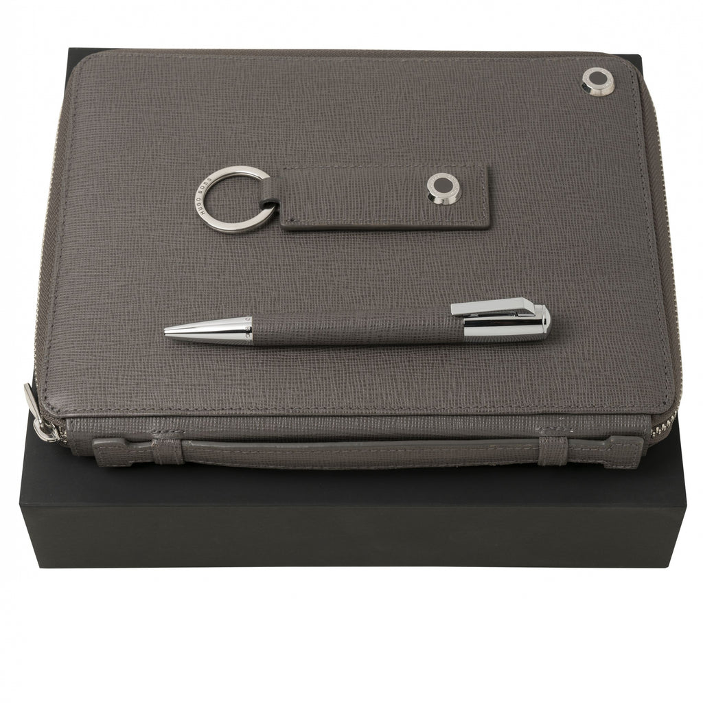  Taupe Set HUGO BOSS ballpoint pen, conference folder A5 & key ring