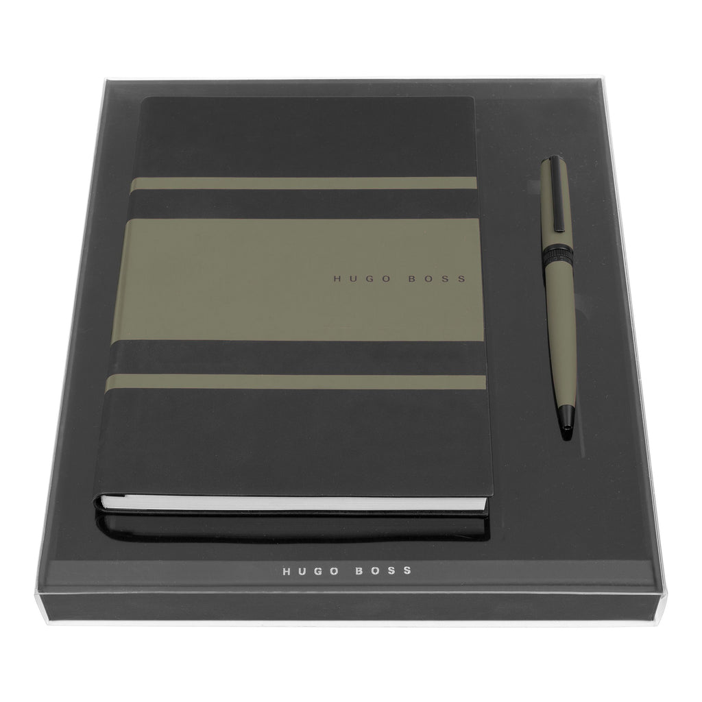  Men's luxury gift set Hugo Boss Khaki Ballpoint pen and A5 Notebook 
