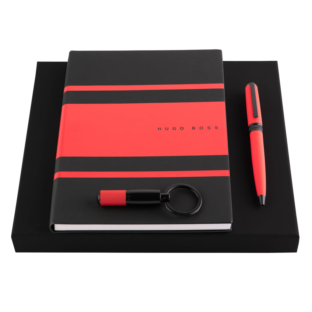  fine sets HUGO BOSS Red ballpoint pen, note pad & keyring Gear Matrix