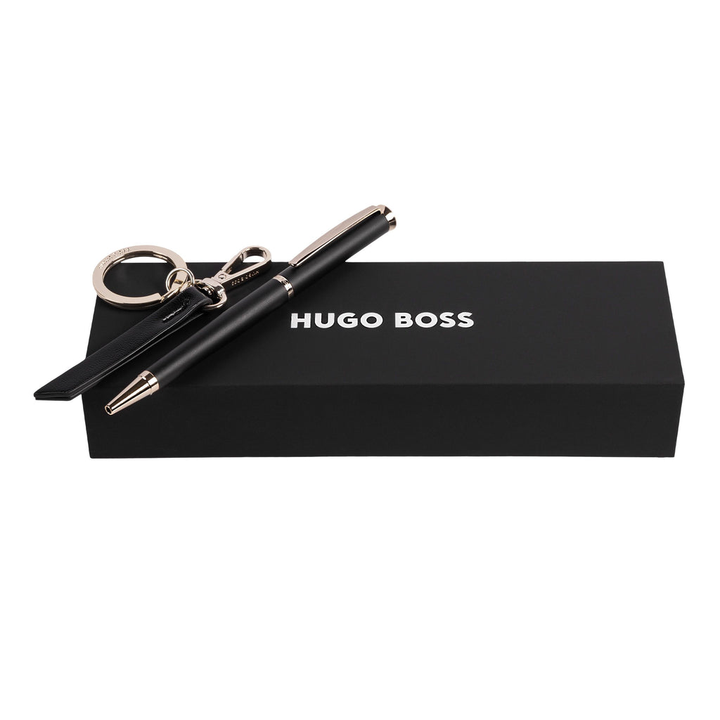  Ballpoint pen & Key ring from HUGO BOSS black business gift Set 
