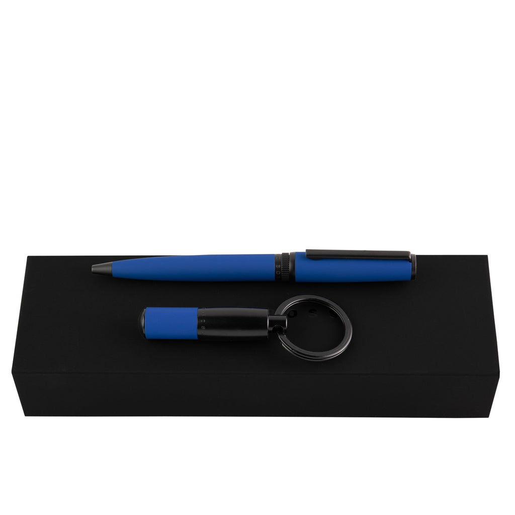 HUGO BOSS gift set Gear Matrix blue | Ballpoint pen & Key ring for him