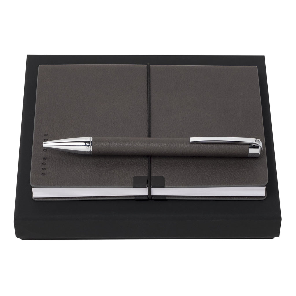  Luxury grey gift set HUGO BOSS Storyline ballpoint pen & A6 note pad 
