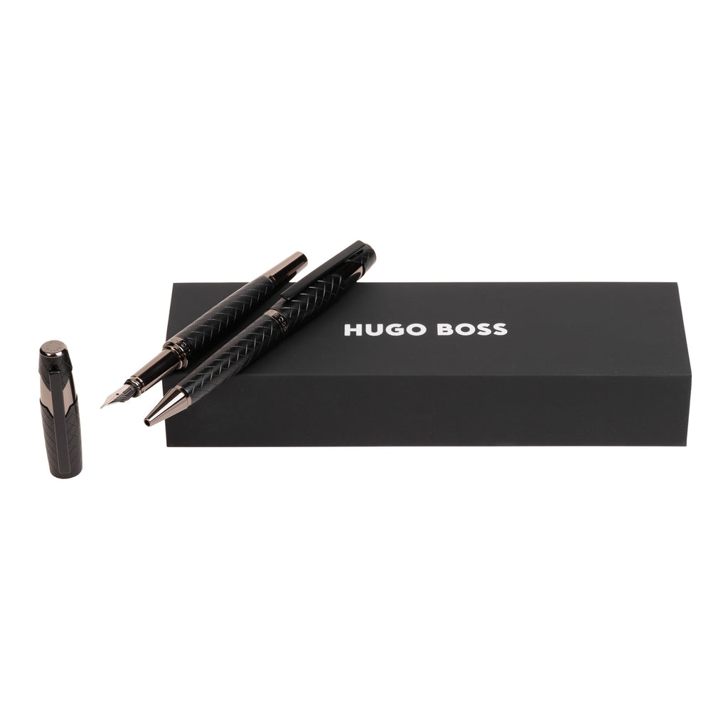  Ballpoint & fountain pen from HUGO BOSS black pen set Chevron in HK