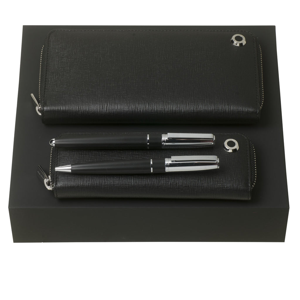 HUGO BOSS HPBPVX842-Set HUGO BOSS (ballpoint pen, fountain pen, case & long zipped folder)