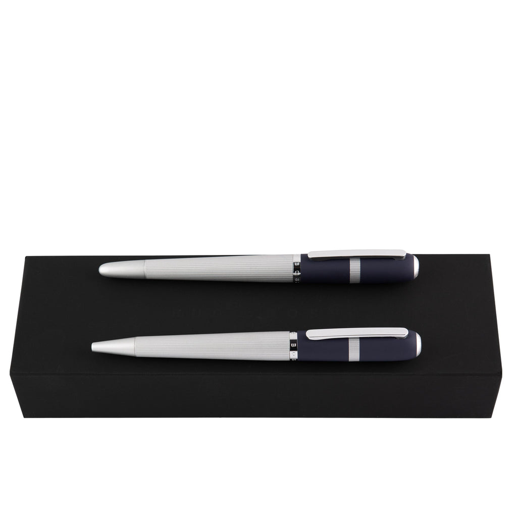   Pen set for men Hugo Boss navy ballpoint pen & rollerball pen Contour 