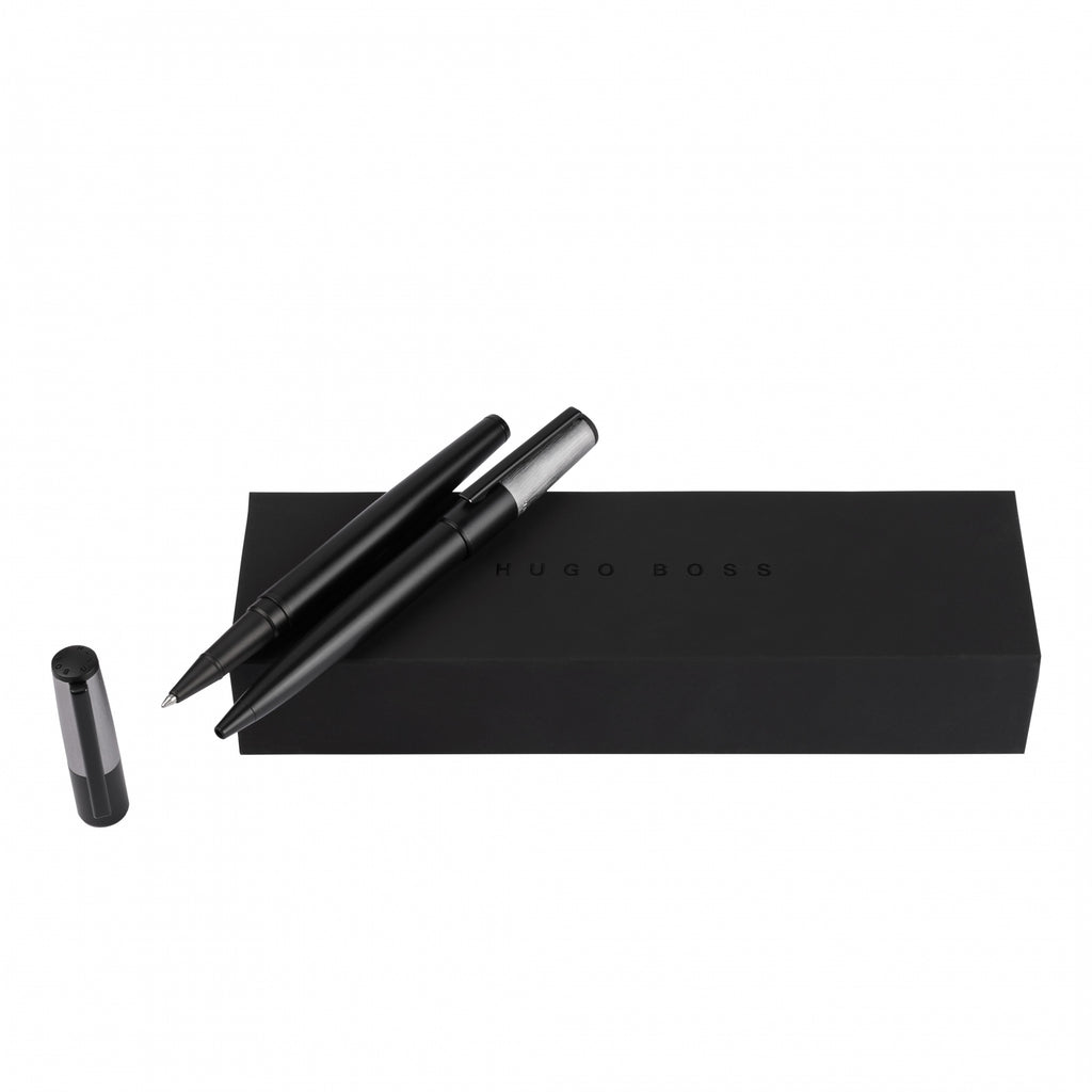  Pen set HUGO BOSS Black/Chrome ballpoint & rollerball pen Gear Minimal