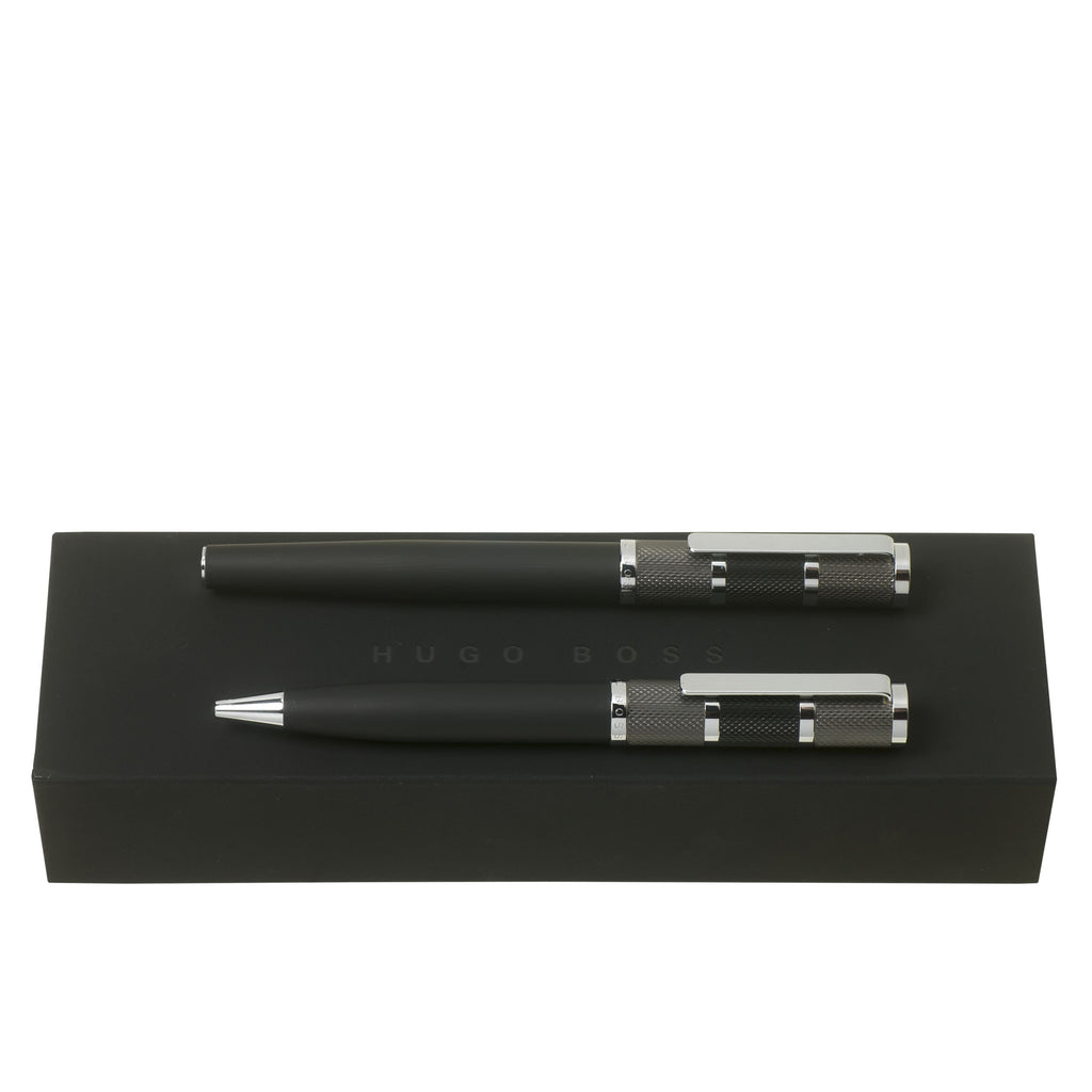 Ballpoint pen & Rollerball pen from HUGO BOSS dark grey set Formation 