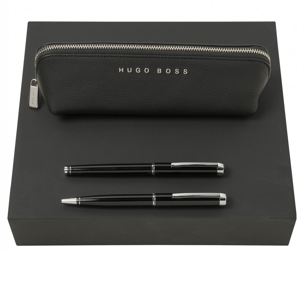  Elegant gift set HUGO BOSS Black ballpoint pen, rollerball pen & case
