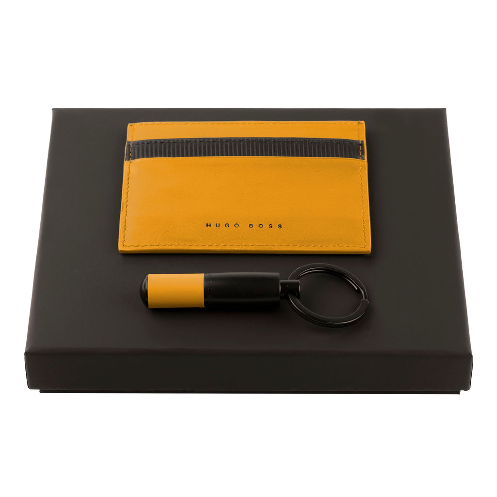  Key ring & Card holder from HUGO BOSS yellow business gift set 