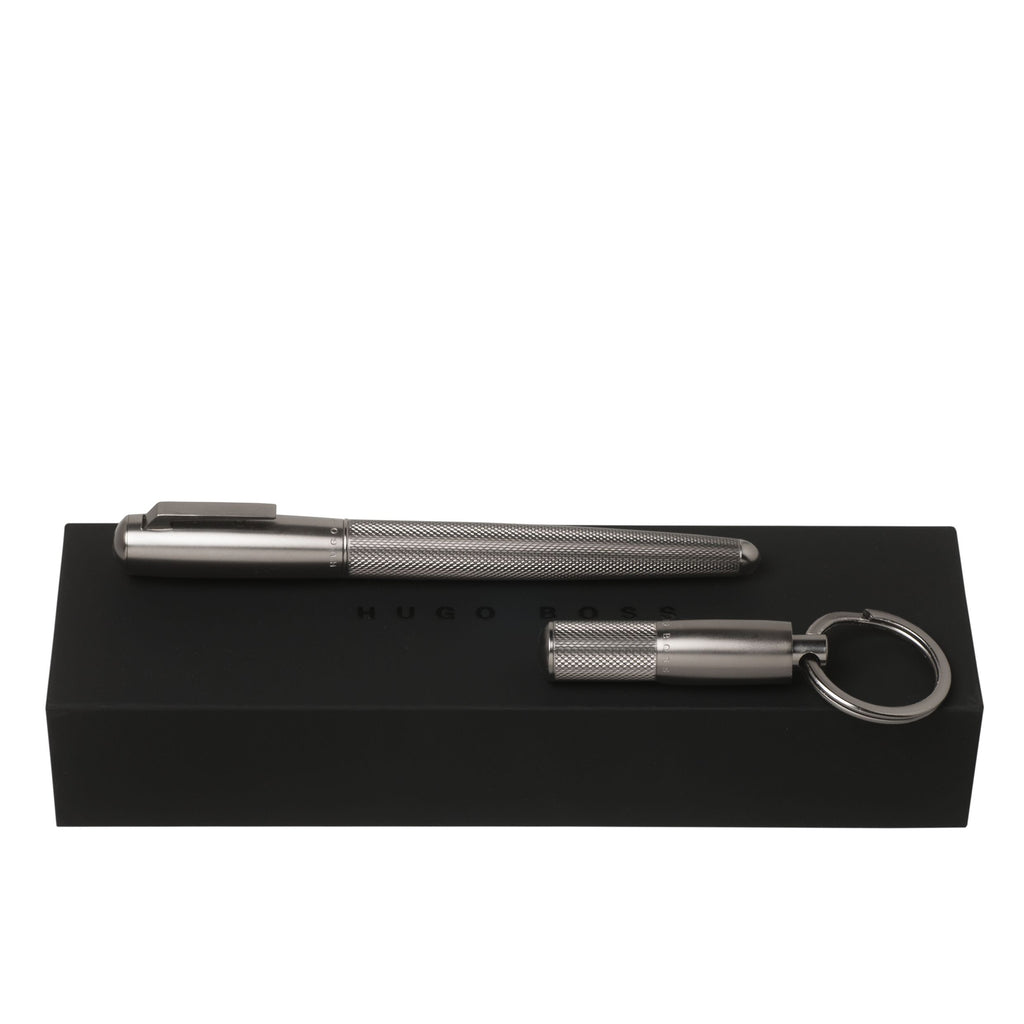  Gift sets HUGO BOSS Matte Dark Chrome Rollerball pen & Key ring Pure