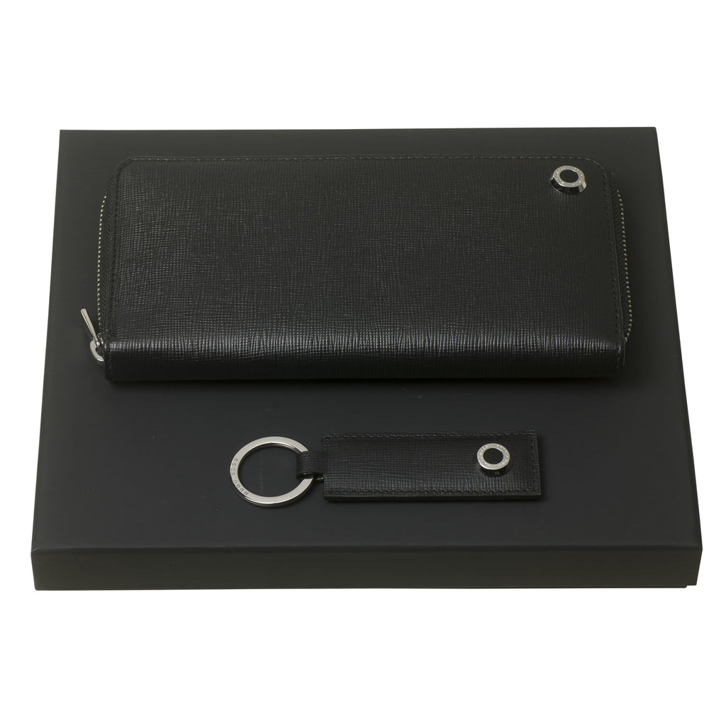  Luxury gift set HUGO BOSS Black key ring & long zipped folder Tradition
