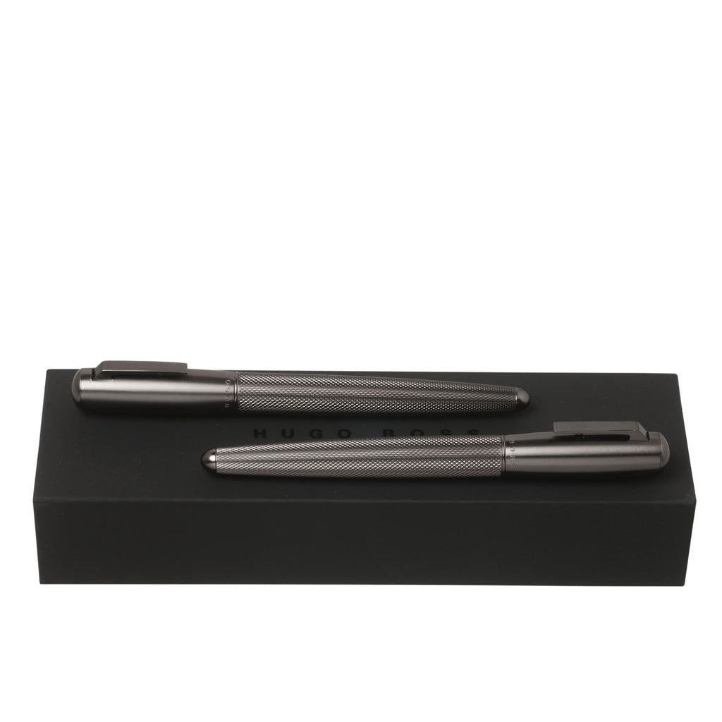  Pen set HUGO BOSS Matte Dark Chrome Rollerball pen & Fountain pen Pure