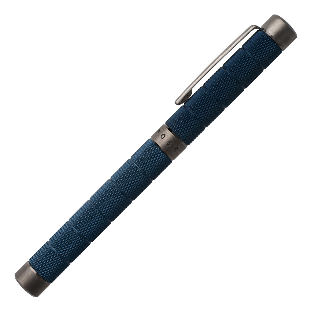  HUGO BOSS Blue Fountain pen PILLAR with Dark Chrome Cap