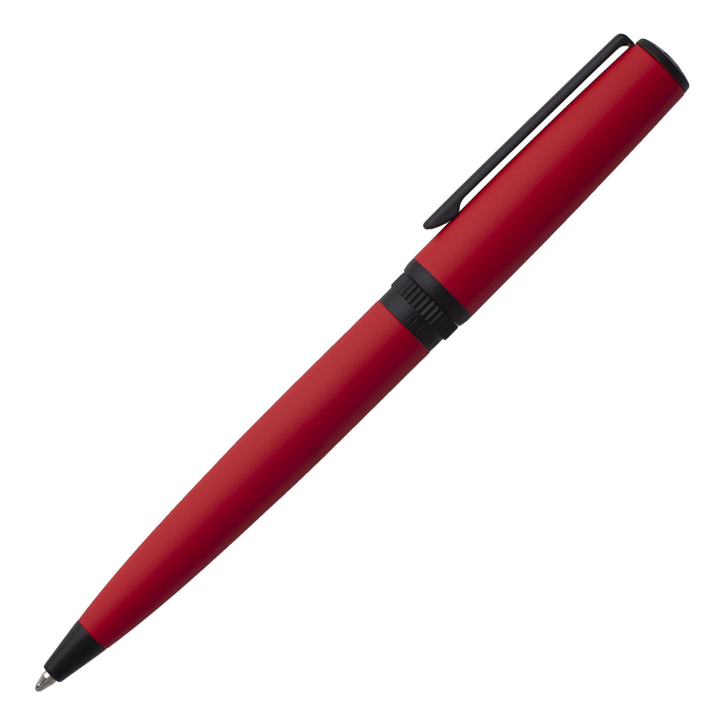  HUGO BOSS Red Ballpoint pen Gear Matrix with matte black midring