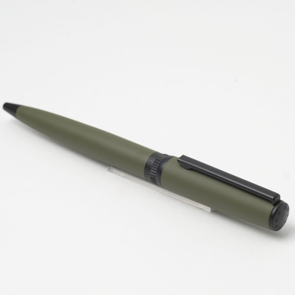  HUGO BOSS Khaki Rubberized Ballpoint pen Gear Matrix with gift box