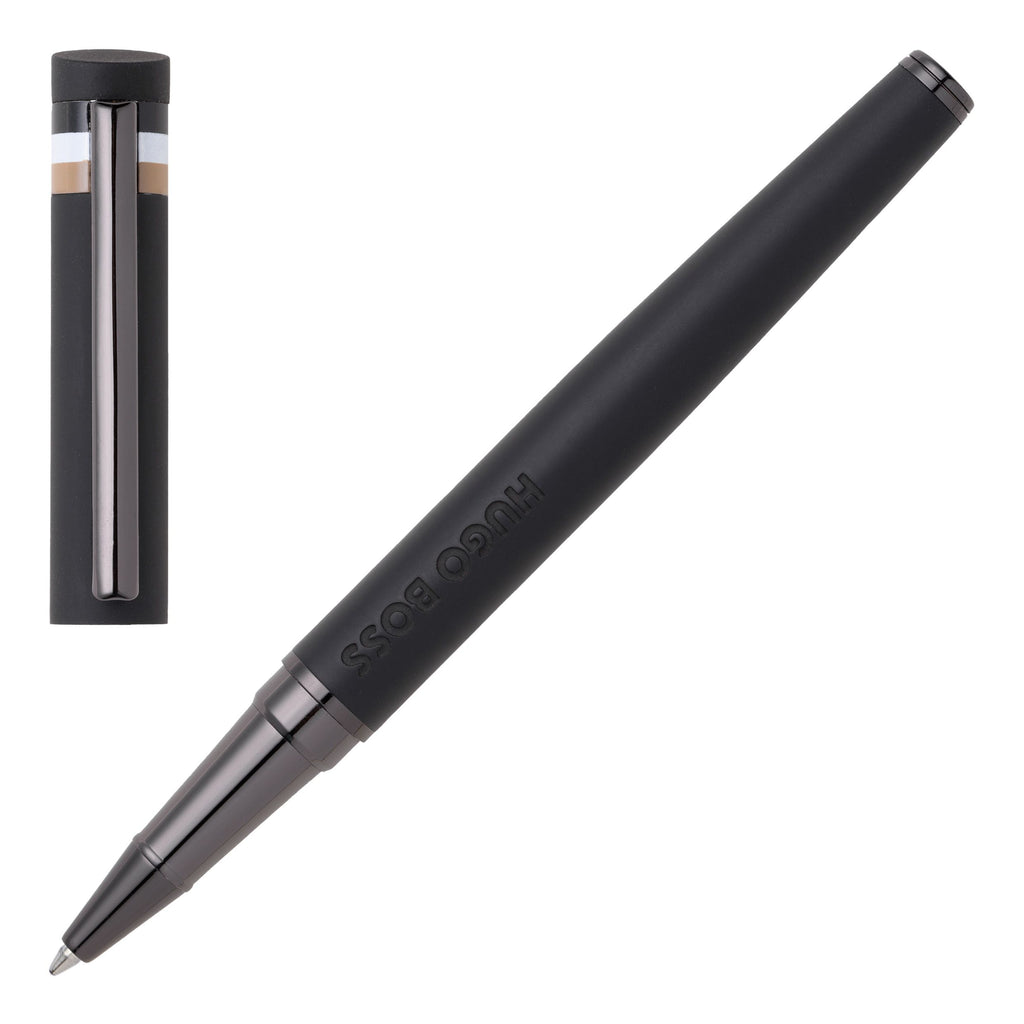 HUGO BOSS Black rubberized Rollerball pen Loop Iconic 