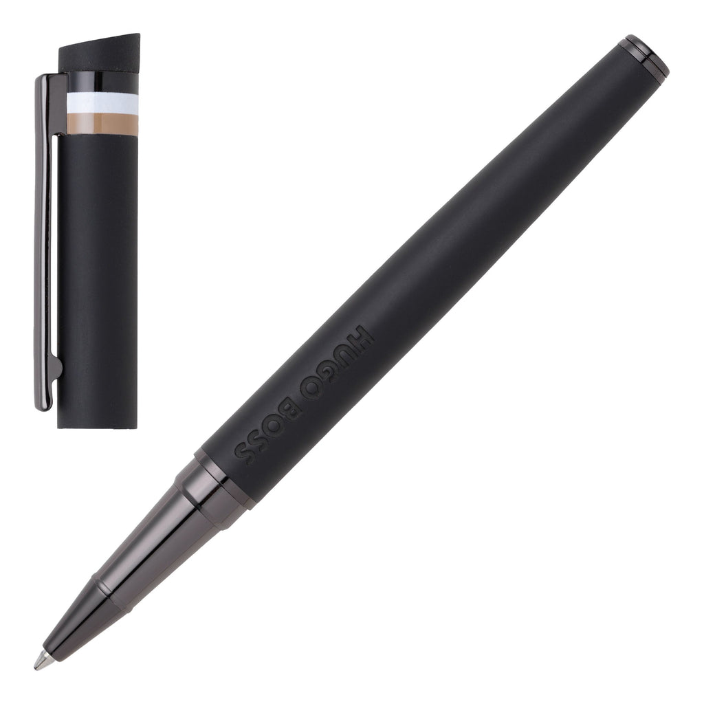 HUGO BOSS Black rubberized Rollerball pen Loop Iconic 