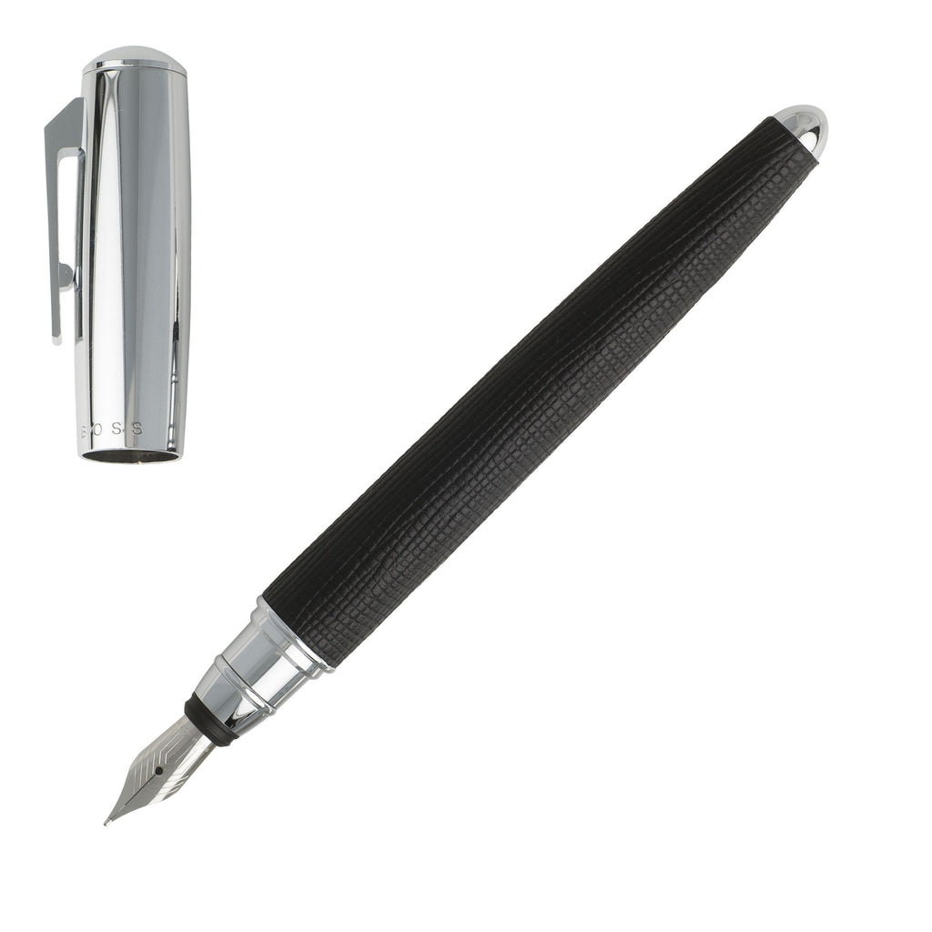 Gift for him HUGO BOSS Black Leather Fountain pen Pure Tradition