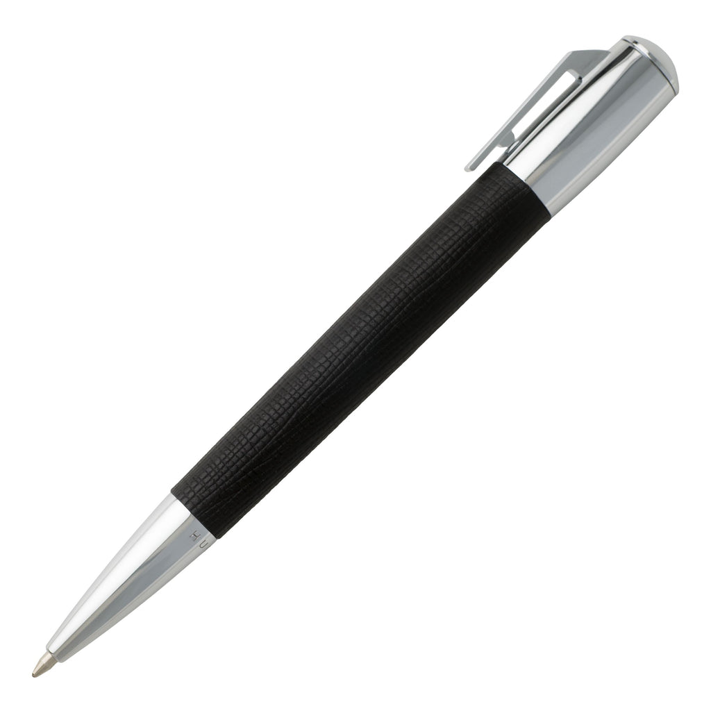 HUGO BOSS Men's Black Leather Ballpoint pen Pure Tradition