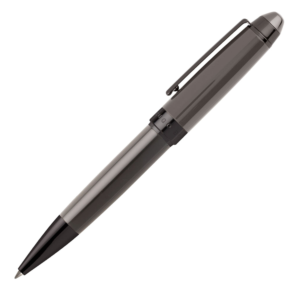 HUGO BOSS Grey Ballpoint pen ICON with dark Grey Chrome trims 