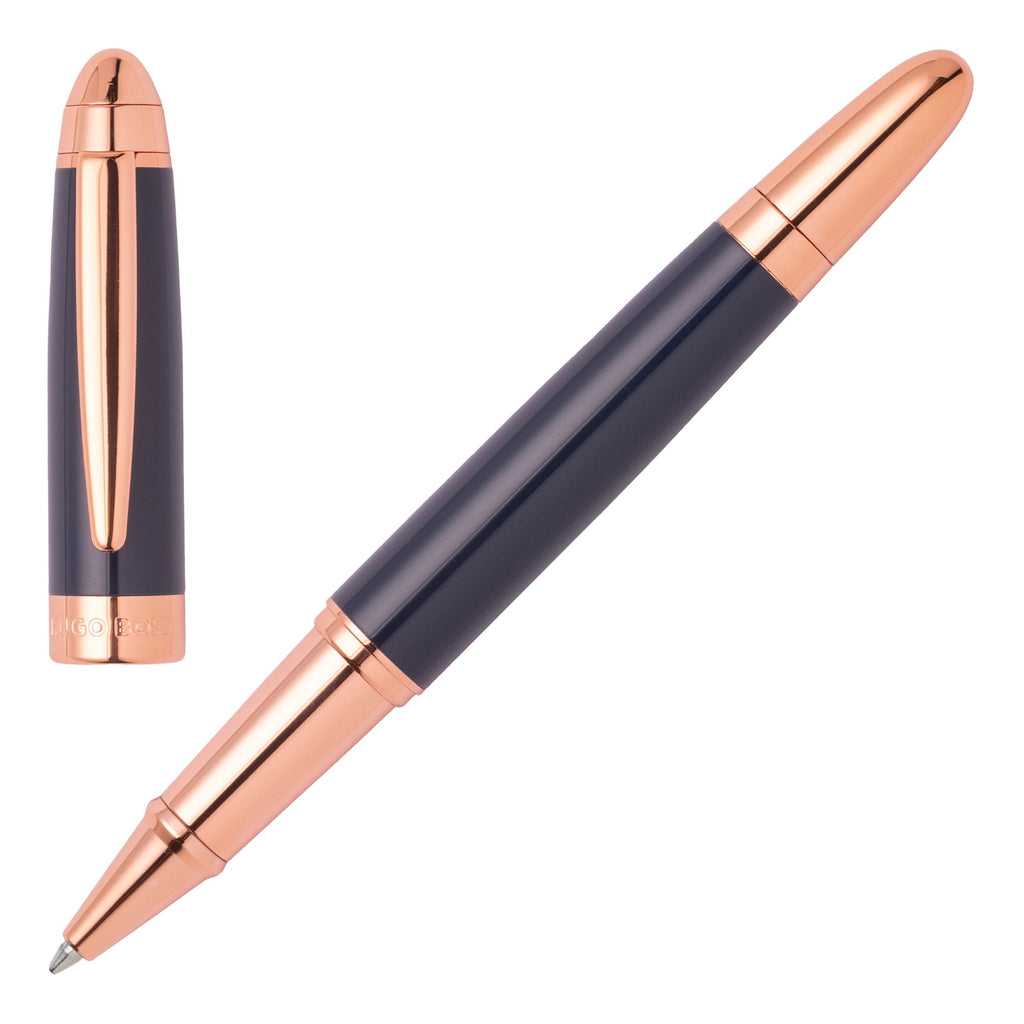  Business gifts for Hugo Boss Rollerball pen ICON in Blue/rose-gold 