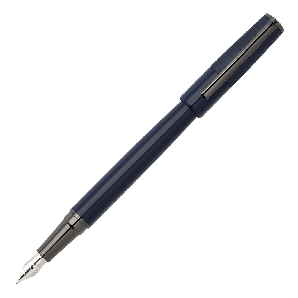  HUGO BOSS Navy Fountain pen Gear Minimal in brushed blue texture