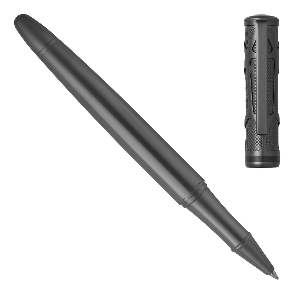 HUGO BOSS Rollerball pen CRAFT in gun color with external grid on Cap