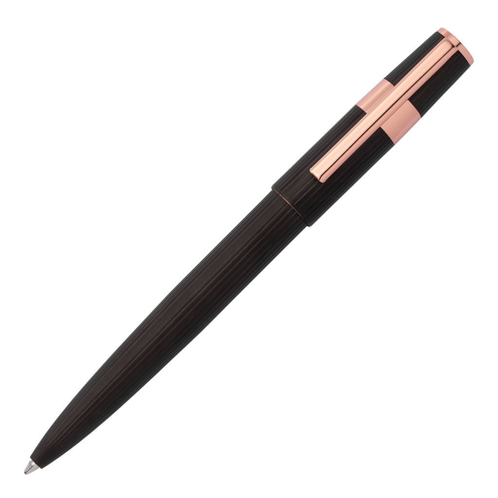 Black pinstripe pen HUGO BOSS Ballpoint pen Gear with rosegold clip