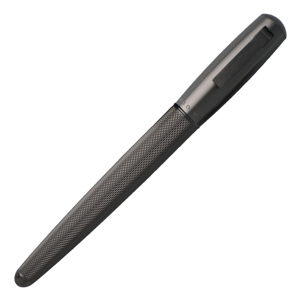  HUGO BOSS Matte Dark Chrome Rollerball pen Pure with engraved logo