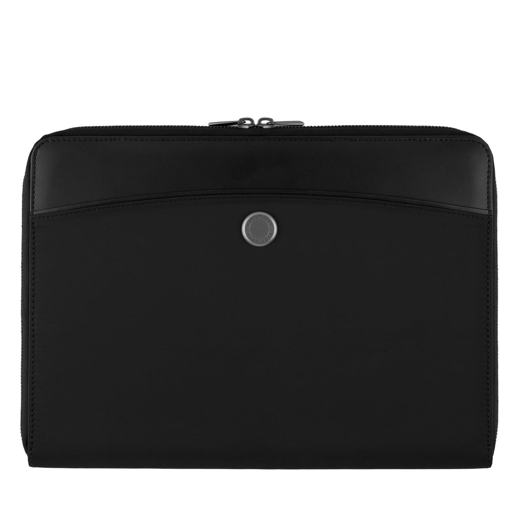 HUGO BOSS Black Textured A4 Zip Conference folder Contour